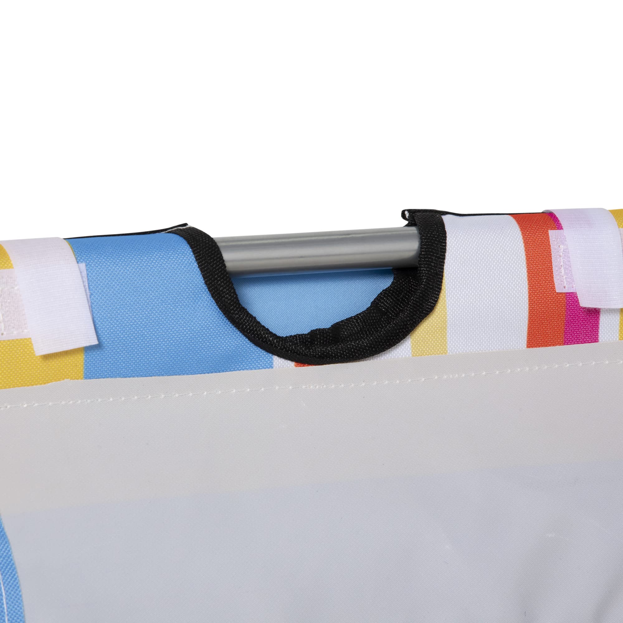 Outsunny Set de 2 Esterillas de Playa Plegables 124x53x45 cm con Respaldo Ajustable y Reposacabezas Esteras de Playa Portátil de Tela Oxford Acero con Bolsa de Transporte para Balcón Jardín Multicolor