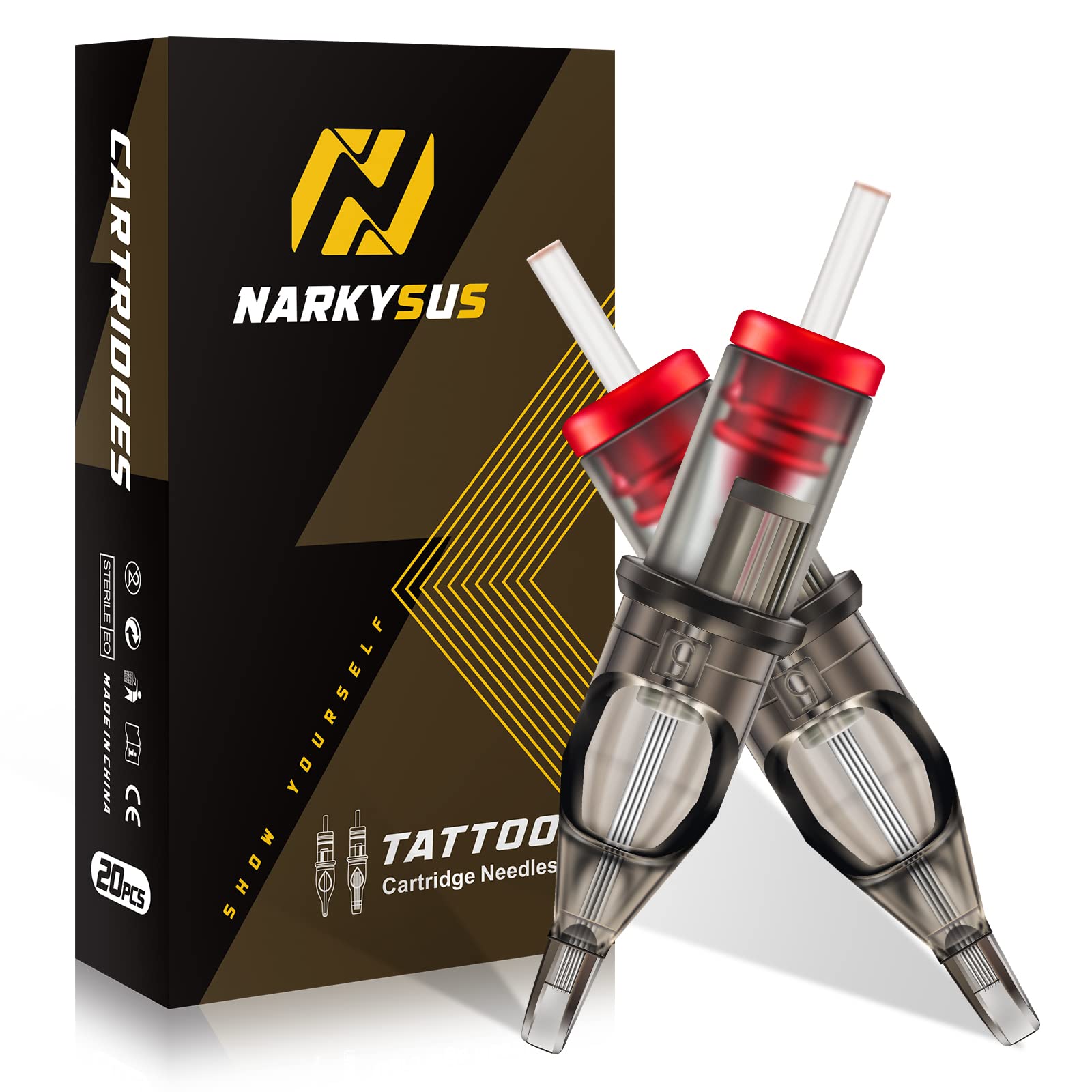 Narkysus 20Pcs Curved Magnum Needles 1209RM Standard 0.35mm Curved Magnum Cartridge Disposable Needles Professional Needles