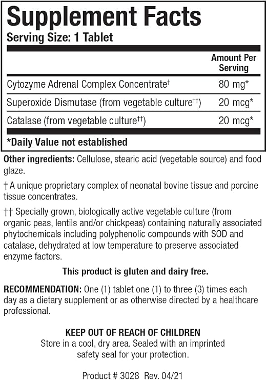 BIOTICS RESEARCH Cytozyme-ADTM Adrenal Support Supplement for Women & Men Supports Healthy Adrenal Function, Normal Energy Levels & Overall Wellbeing & Promotes Calm 180 Tablets