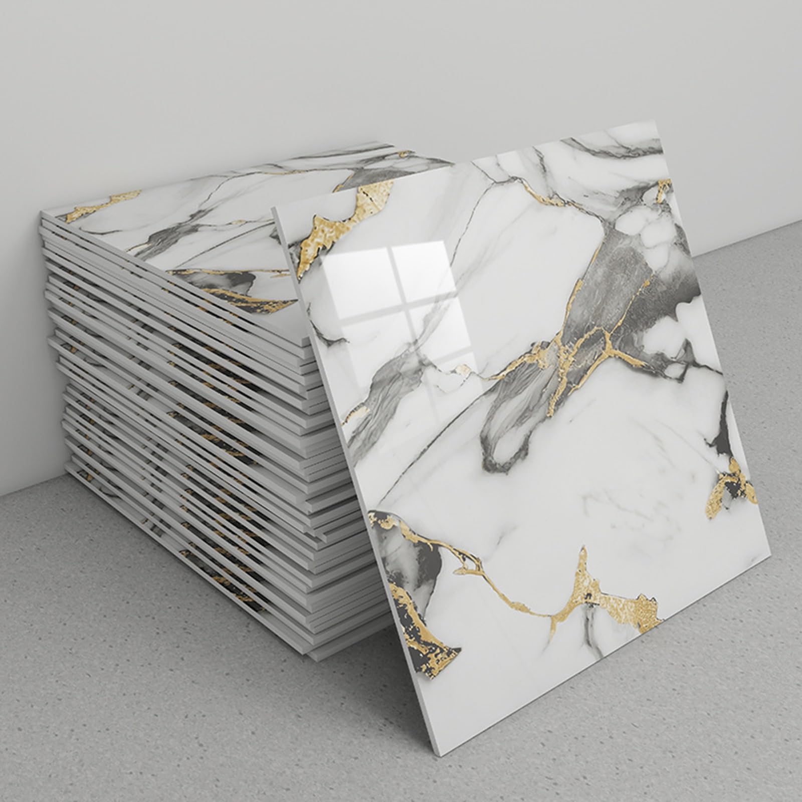 Marble Tile Stickers, Peel and Stick Marble Backsplash Tiles, 30x30cm, Pack of 30