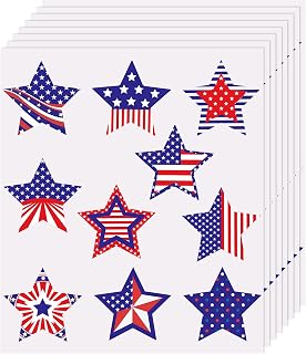 80 Pieces Labor Day Stickers Patriotic Star Heart Stickers Memorial Day Stickers USA American Decals PVC Self Adhesive Workers' Day Labels for Kids for Workers' Day Party Decor (Star)