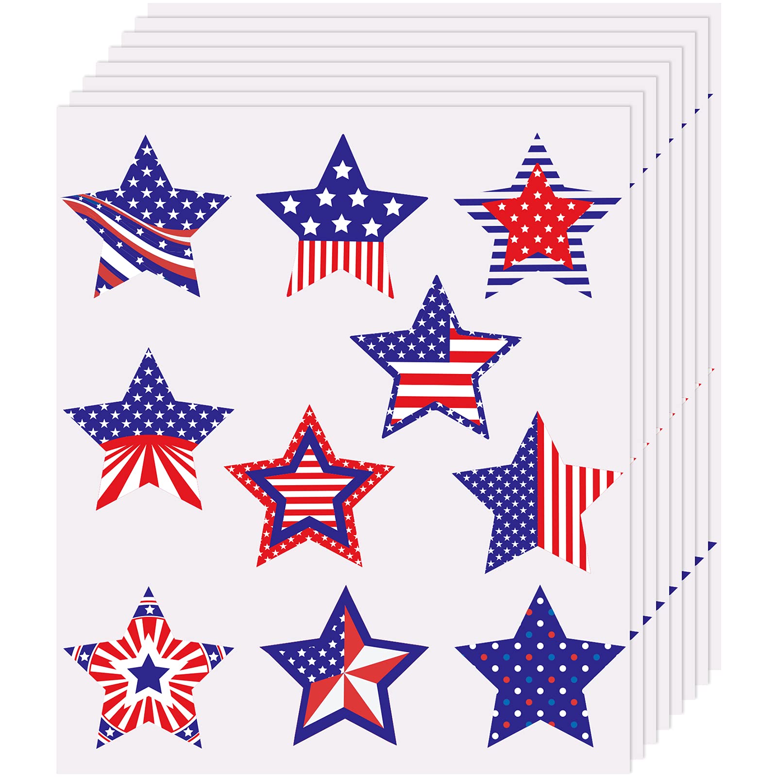 Tenare 80 Pcs Veterans Day Patriotic Stickers American Flag Stickers USA Decals US Decor PVC Adhesive Blue White and Red Vote for Memorial Day Party Favors Crafts Envelope Seal Reward(Star)