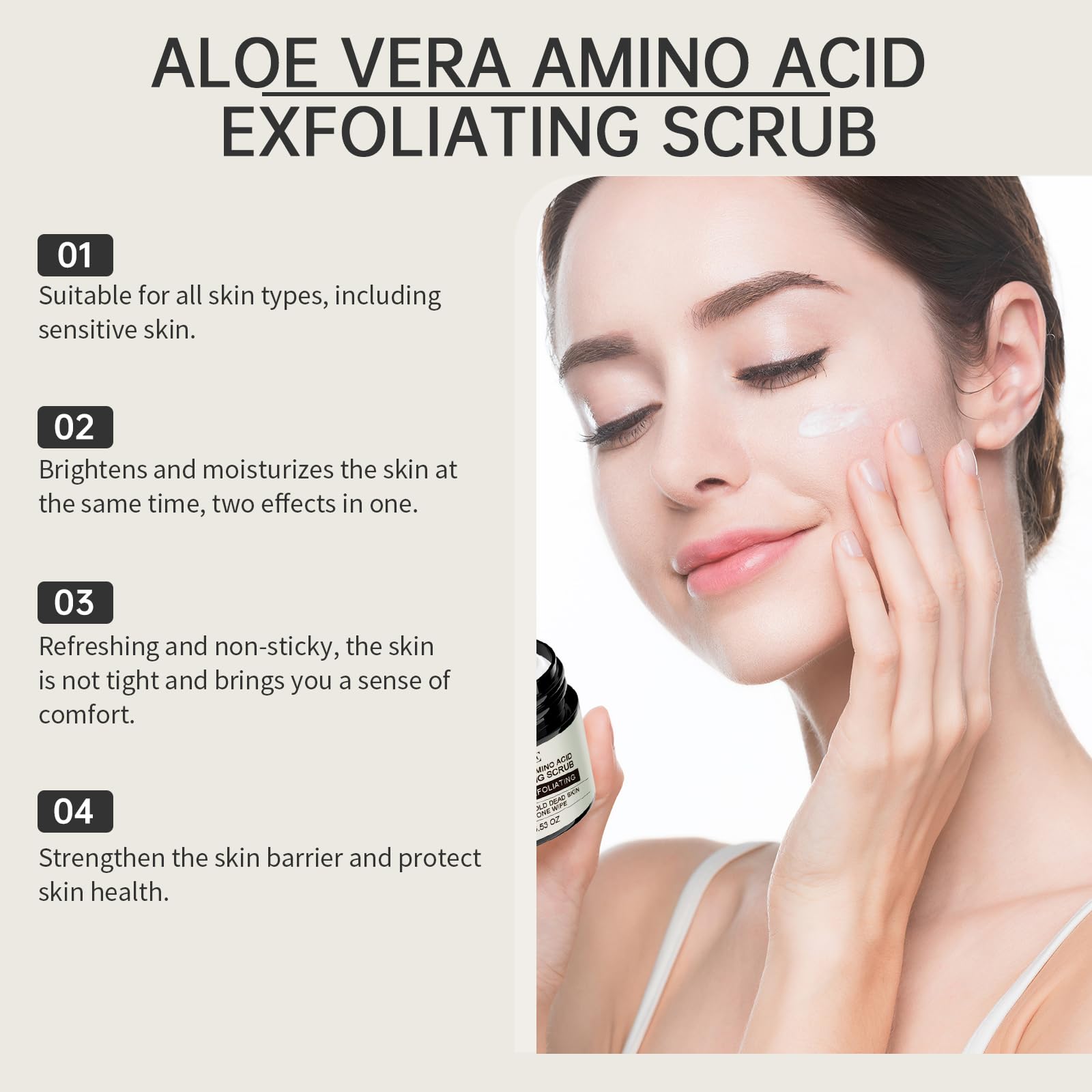 Scrub esfoliante all'aloe vera e aminoacidi, peeling delicato per viso e corpo per collo e spalle, illuminante e restringente, migliora la pelle secca e ruvida. Esfoliante viso quotidiano. (6 pezzi)