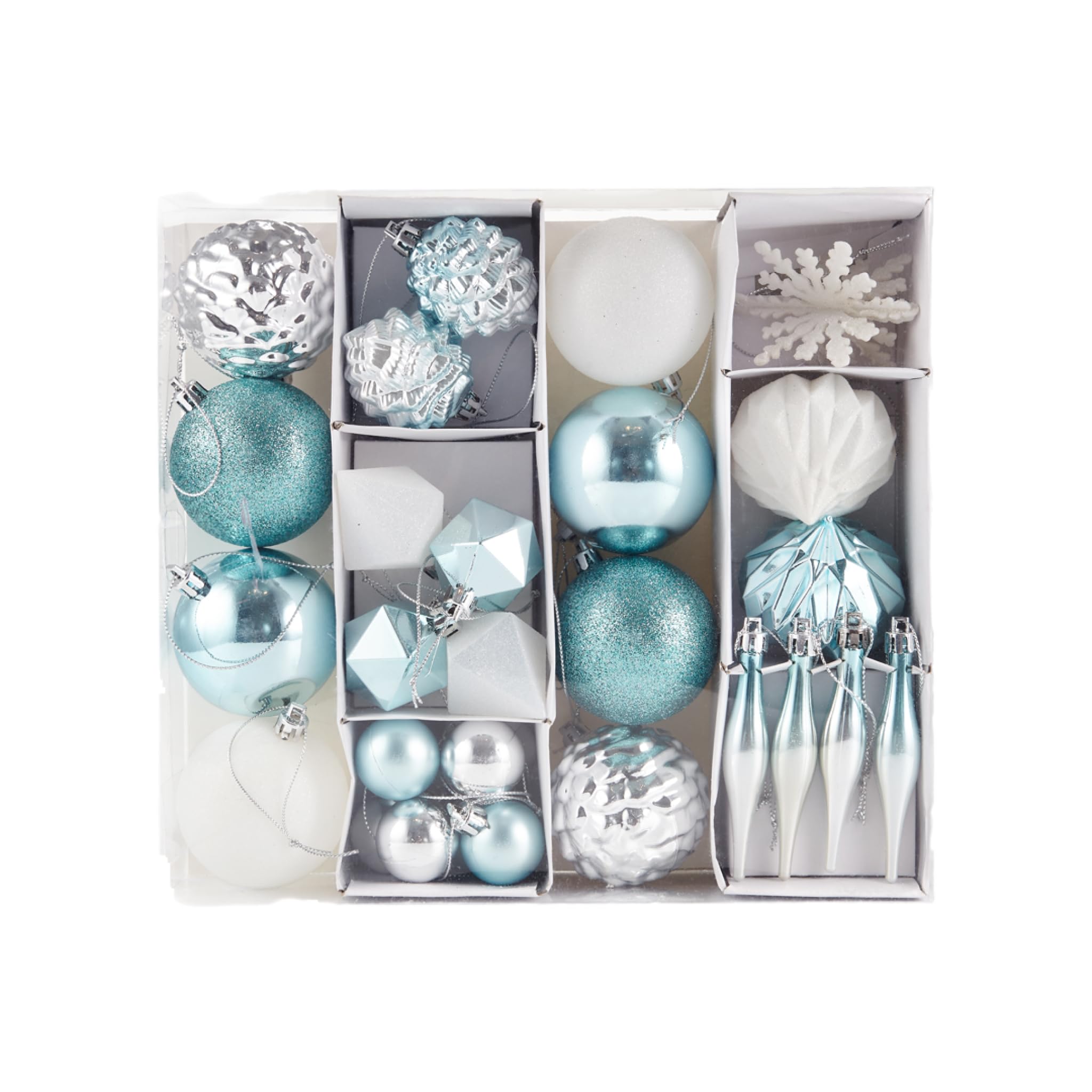 Boules de Noël turquoise argenté blanc Heitmann Deco pour sapin élégant