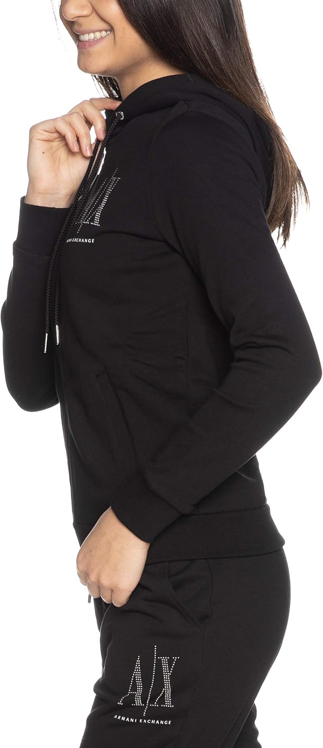 Armani Exchange womens Studded Icon Zip Up Hooded Sweatshirt - Image 3