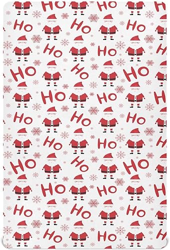 Christmas Santa Claus Crib Sheets - Stretchy Fitted Crib Sheets for Boys Girls, Unisex Cozy Baby Crib Sheet 28 x 52 x 9 Inches