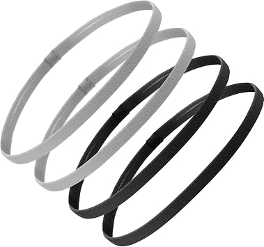 Sumind 4 Pieces Thick Non-Slip Elastic Sport Headbands, Elastic Silicone Grip Exercise Hair and Sweatbands for Yoga