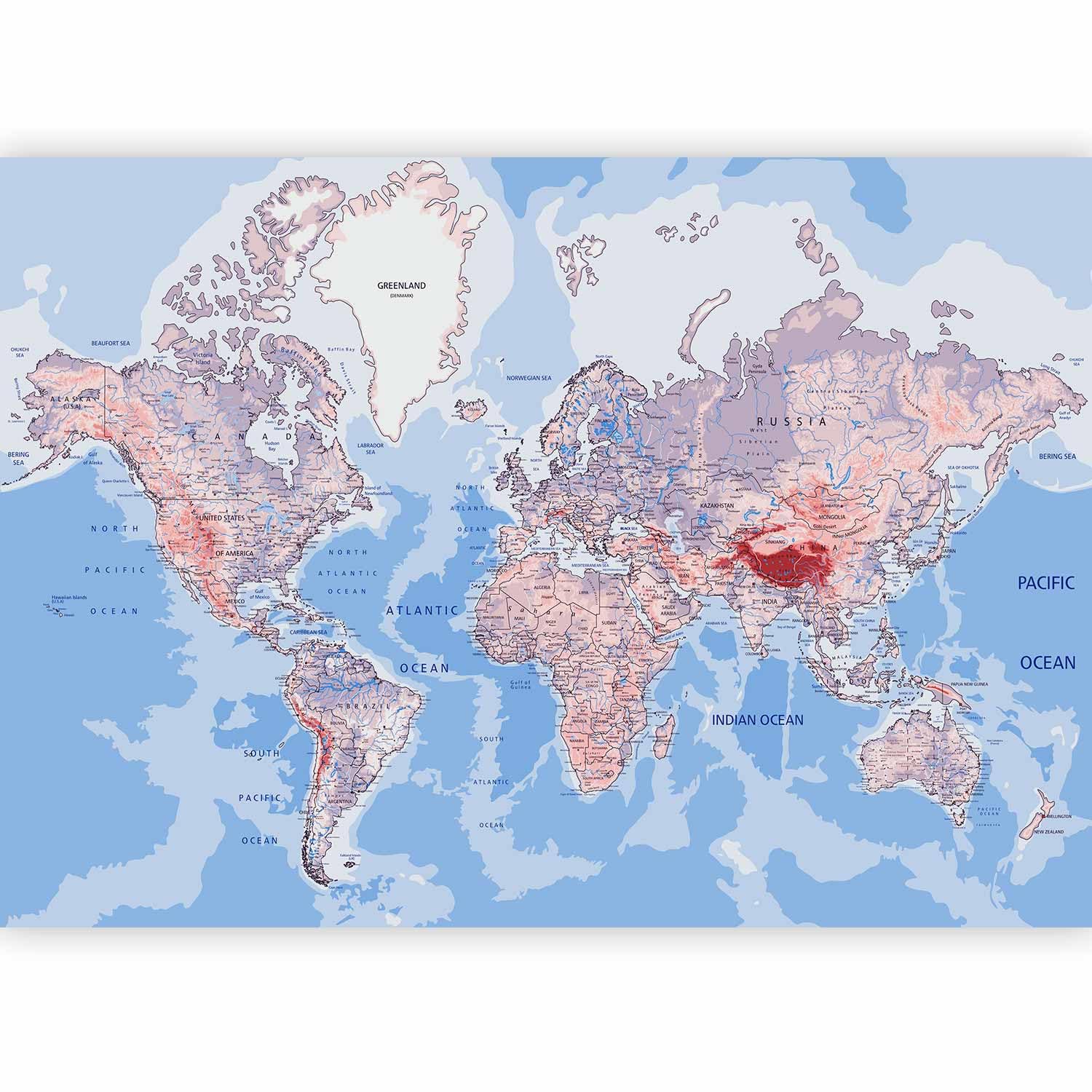 murando World map Photo Wallpaper 343x256 cm Peel and Stick Self-Adhesive Foil Print Wall Mural k-A-0061-a-b — image 1