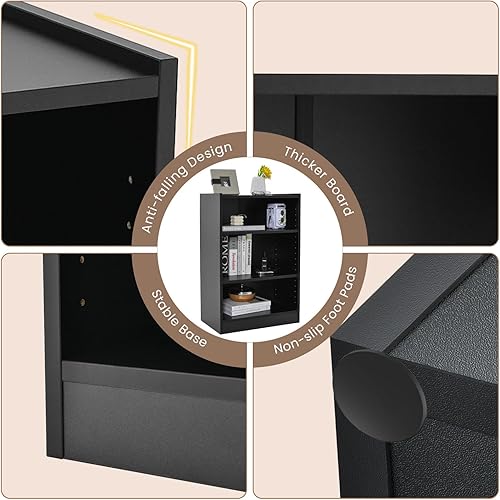 Miniatura 5 de LOKO Estantería abierta de 3 niveles, moderna estantería independiente de 3 cubos con estantes ajustables de 18 posiciones y dispositivos anticaída,