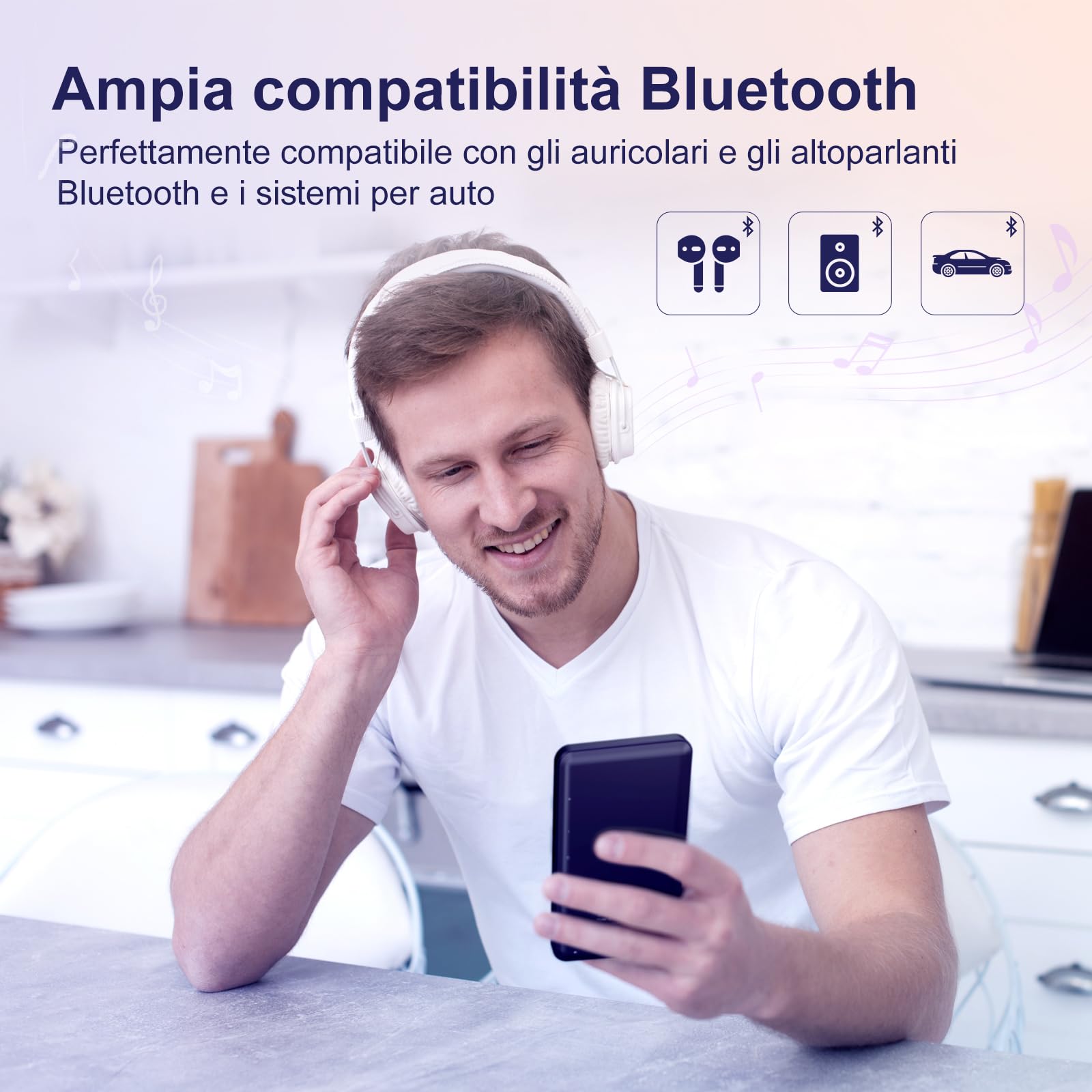 Lettore MP3 da 80 GB con WiFi Bluetooth - Touchscreen IPS da 4 pollici, lettore musicale per bambini, lettore MP4 Android con applicazioni di musica in streaming Spotify, Audible, Play Store