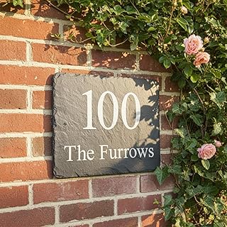 House Sign Custom Made Rustic Slate House Name Numbers Plaque 30cm x 25cm. Perfect Slate House Sgn For Outside. Door, Wall or Garden Gate. Personalised House Name Plate.