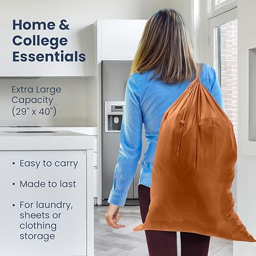 Miniatura 3 de Bolsa de lavandería de nailon resistente de alta calidad, cesta de ropa con cordón, artículos esenciales para el hogar y la universidad