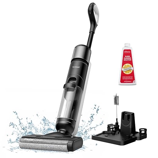 Ultenic Wet Dry Vacuum Cleaner, Cordless Vacuum Mop Combo with Self-Cleaning, 50min Runtime, Smart Mess Detection, Edge Cleaning, LED Display, 3-in-1 Floor Cleaner Machine for Hard Floor, AC1 Elite