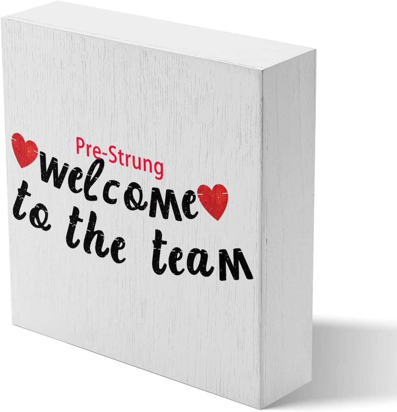 Bdeyfg Women's Wooden Box10 Welcome To The Team New Employee Member Welcome Decor Wood Box Sign Rustic Wood Plaque Farmhouse Block Sign Rustic Home Decor Office Tabletop Desk Decor Gift For Men 5X5 Inches
