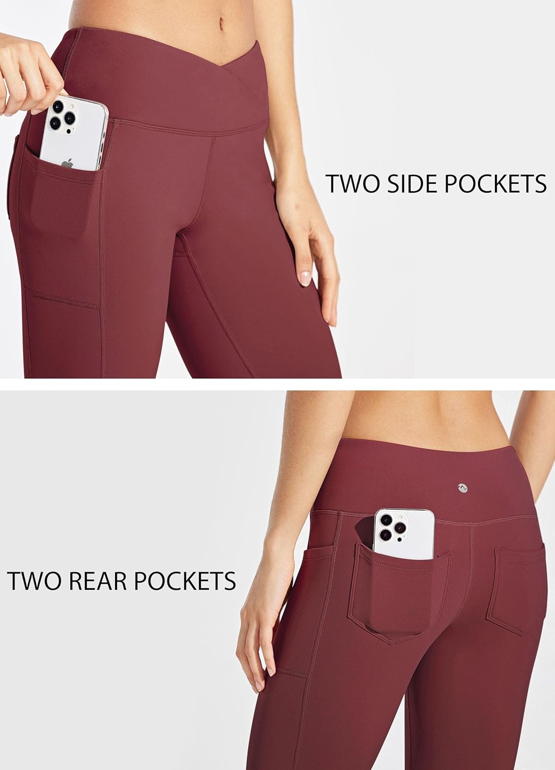 Willit Women's Fleece Lined Pants Yoga Crossover Leggings Bootcut Thermal Winter Pants Flare Leggings Water Resistant - Image 6