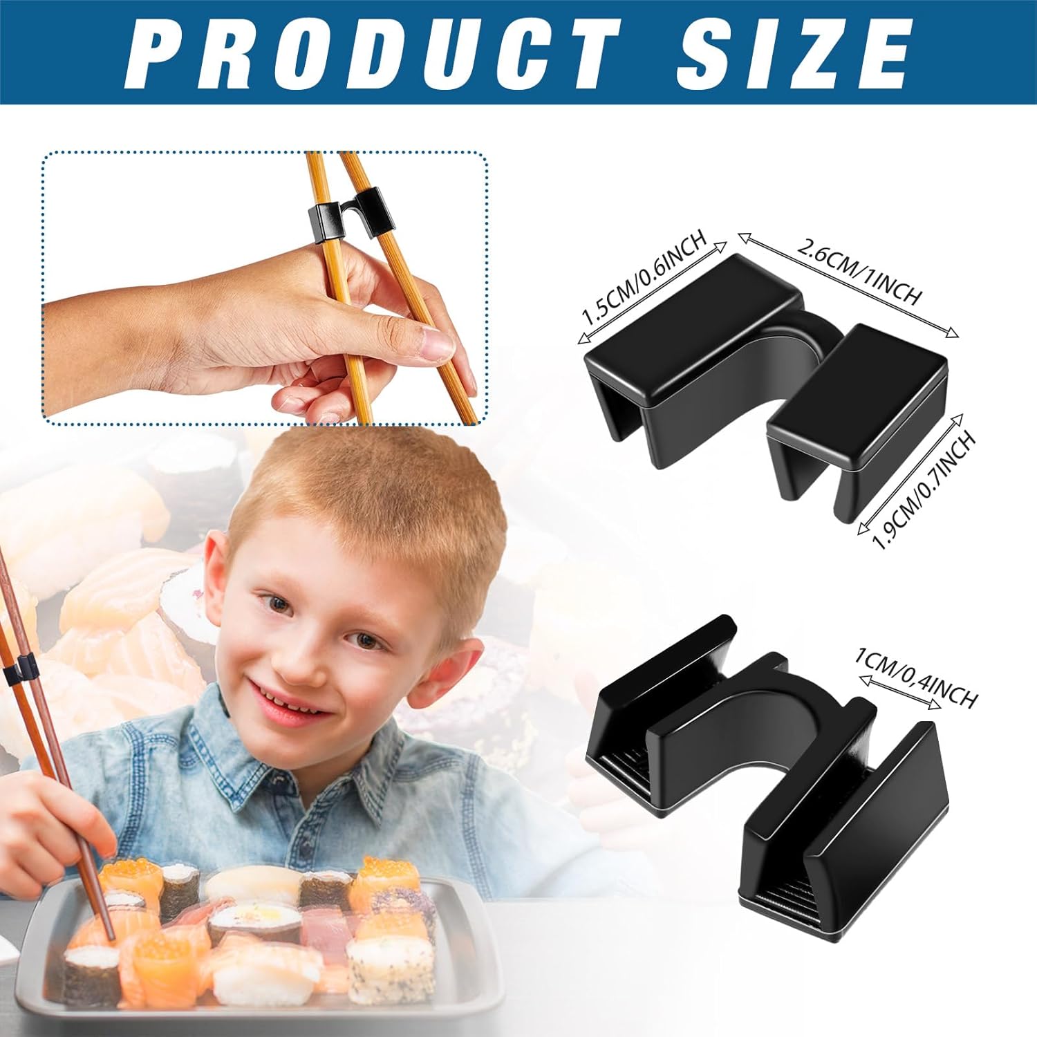 Tioncy 1000 Pieces Reusable Chopstick Helper Training Bulk for Kids Black Plastic Chinese Chopstick Holder Training Hinges Connector Practice Trainer for Adults, Beginner, Trainers Learner