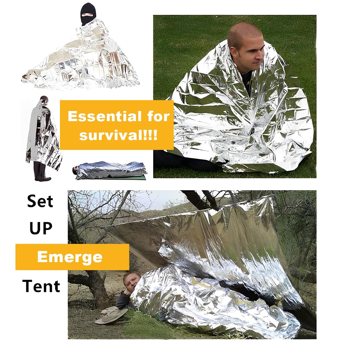 Coperta Isotermica Di Emergenza Care Plus 160x210 Cm - Oro/Argento - Salvaspazio Per Campeggio E Soccorso
