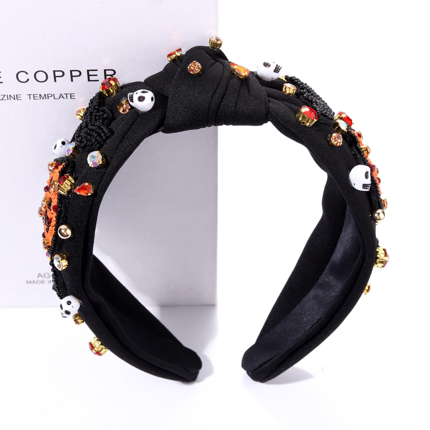 Halloween Headbands for Women Girls Beaded Pumpkin Ghost Bat Rhinestone Costume Amazon.com : BVGA Halloween Headbands for Women Halloween  main image 4