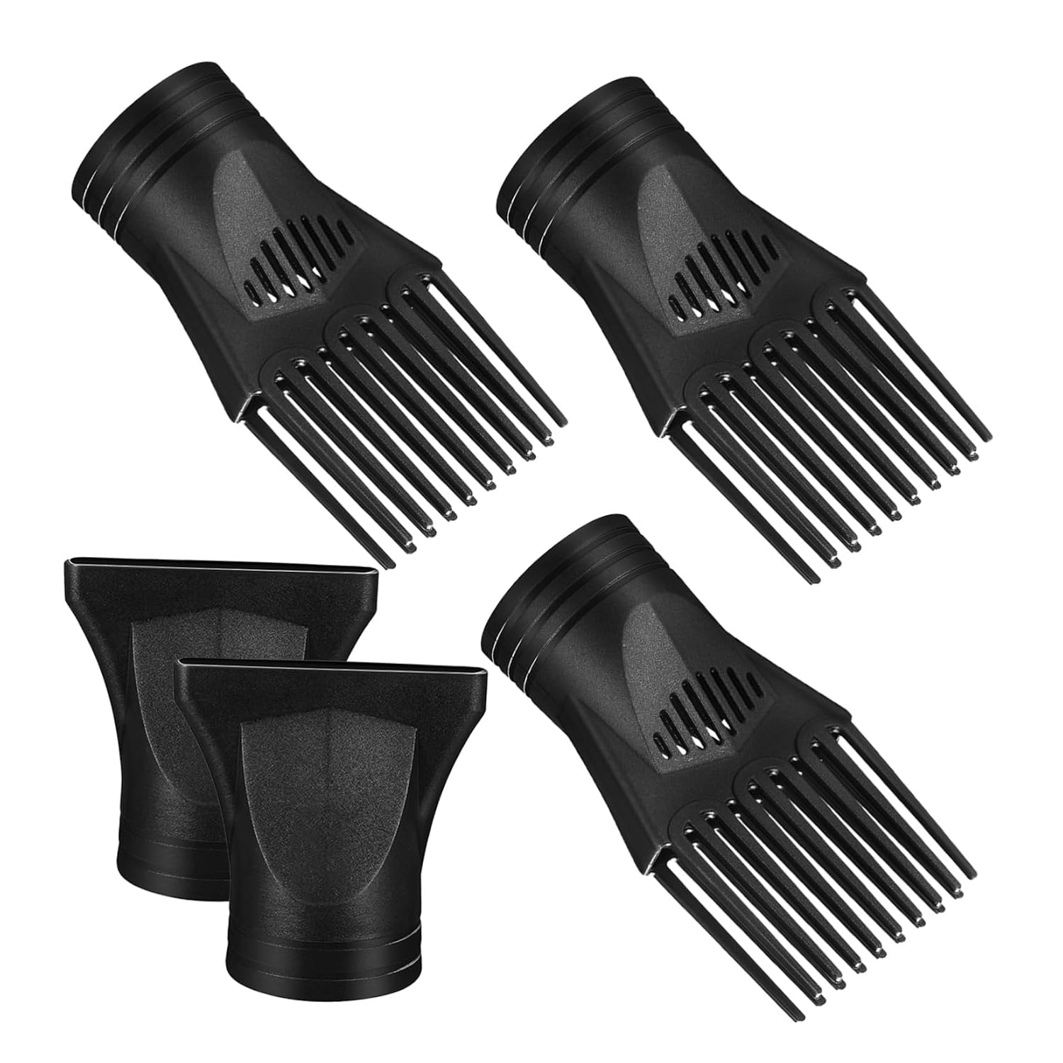 5pcs Blow Dryer Comb Nozzle Attachment for Hairdryer Brands Black