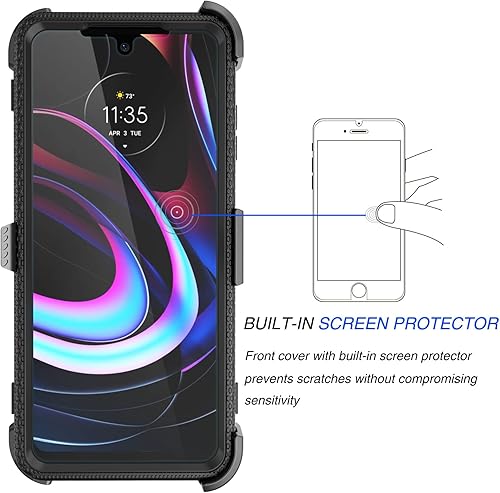 Miniatura 8 de Tekcoo Funda para Moto Edge 5G UWMotorola Moto Edge 2021 con clip de funda, Tshell Pantalla incorporada Cinturón de bloqueo con función atril Funda