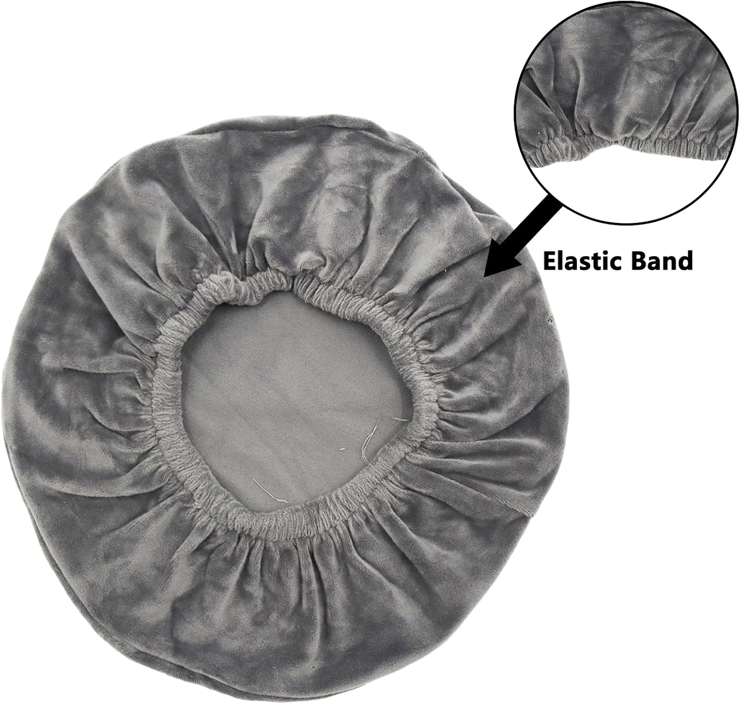 Vanity Bench Covers, Super Soft Velvet Stool Slipcover,Round Stretch Seat Protector,Washable Bar Stool Slipcover,Luxury Saddle Seat Cover for Wooden Metal Bench Chairs 6PCS, Gray