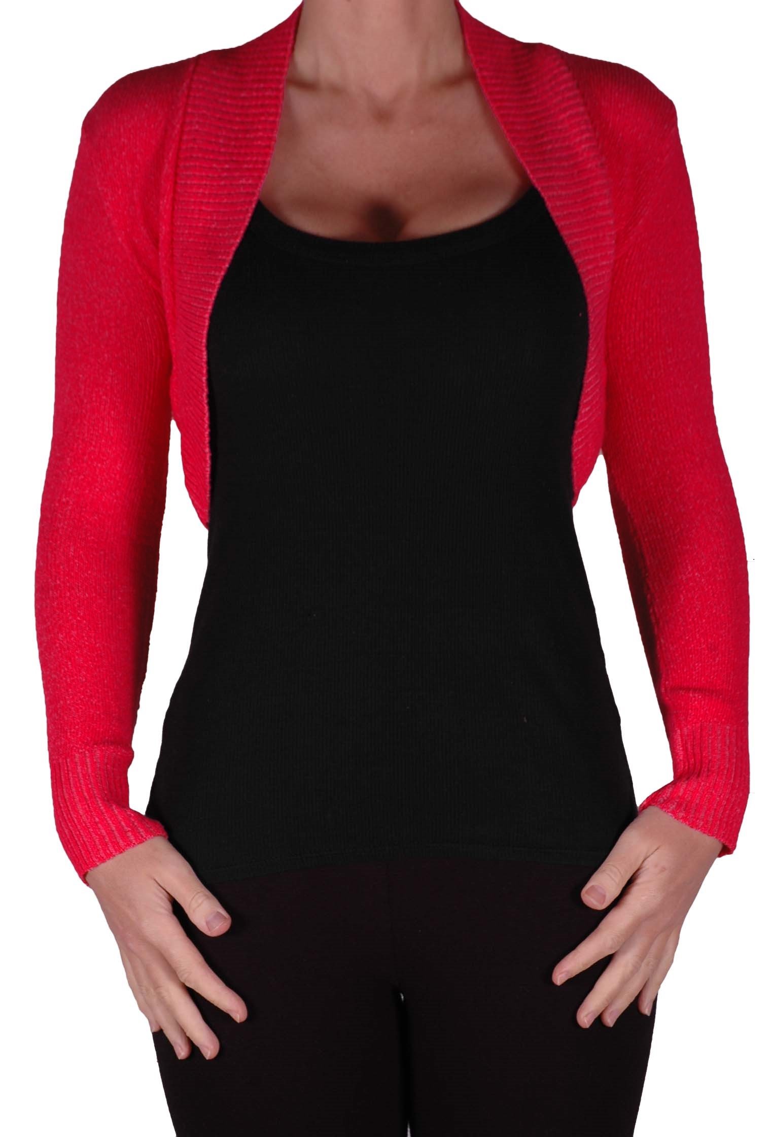 Eye Catch EyeCatchKnitwear - Lara Long Sleeve Knitted Bolero Shrug One Size Red