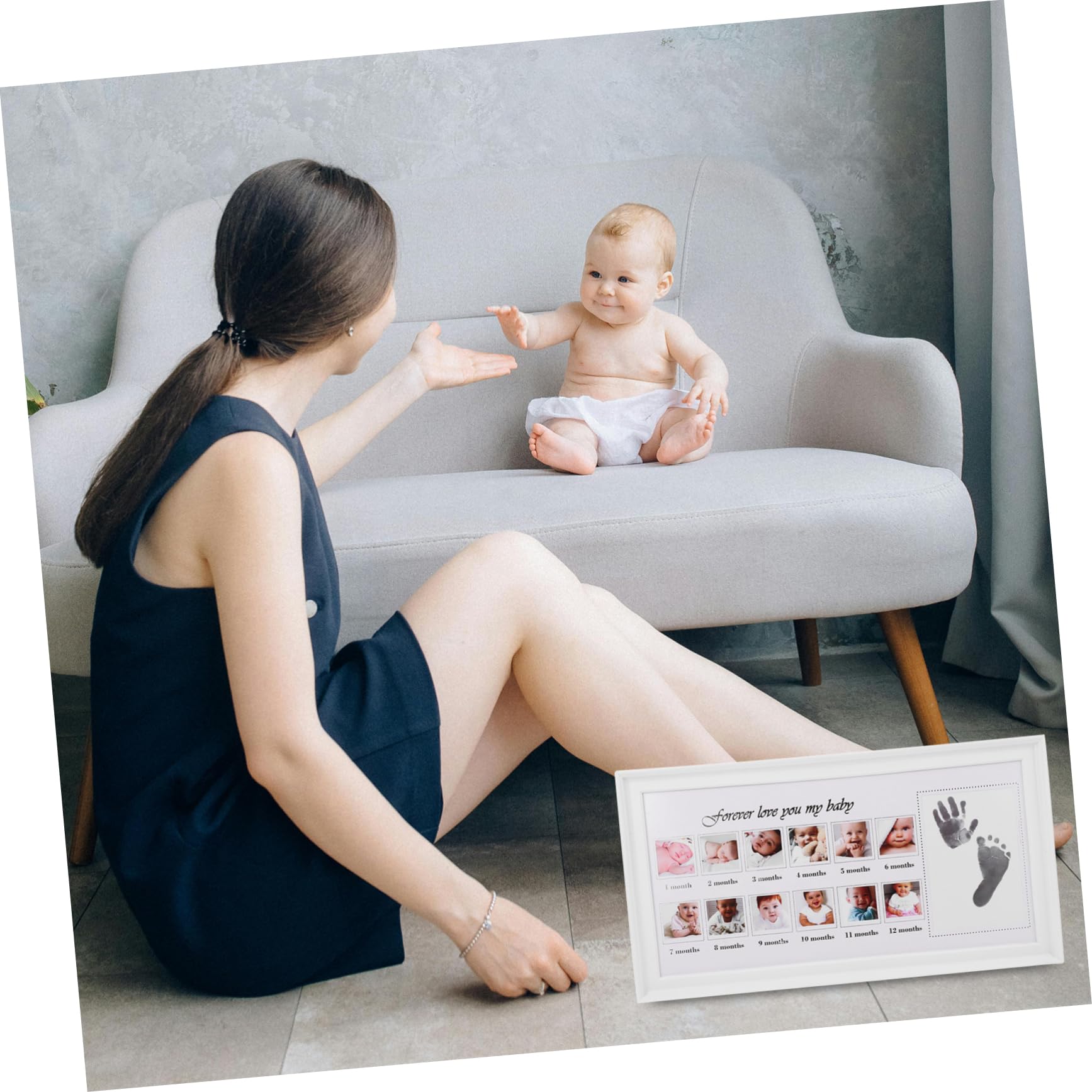 Marco para Fotos de de Niña Kit de Infantil con Marco Resistente para Manos y Pies Decoración para Habitación para Recién Nacidos