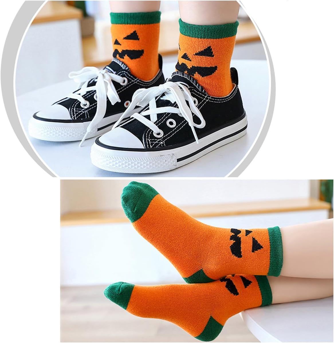 5 Pairs Halloween Socks Kids Novelty Holiday Socks Boys Funny Crew Socks Girls with Cartoon Patterns