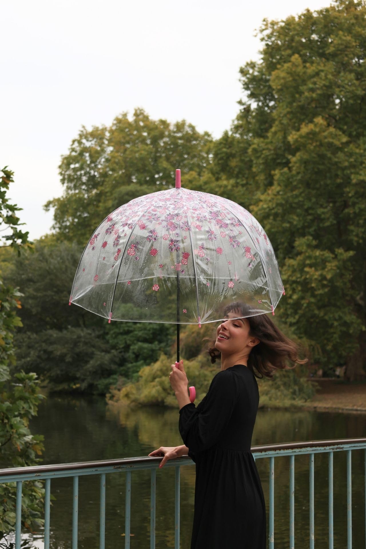 Fulton Klatka dla ptaków 2 Szkicowe gałązki Drukuj Parasol, różowy, 84 centimeters, Klatka dla ptaków 2