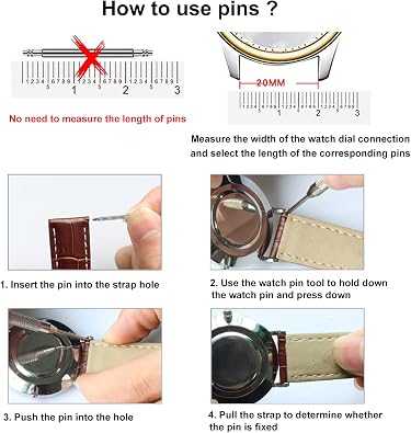 Watch Band Link Removal Tool Kit with 6pcs Replacement Pins and 3pcs Pin Punches 1pcs Head Hammer 1pcs Spring Bar Tool with 5 Pairs Strap Pins for Watch Strap Adjustment and Repair