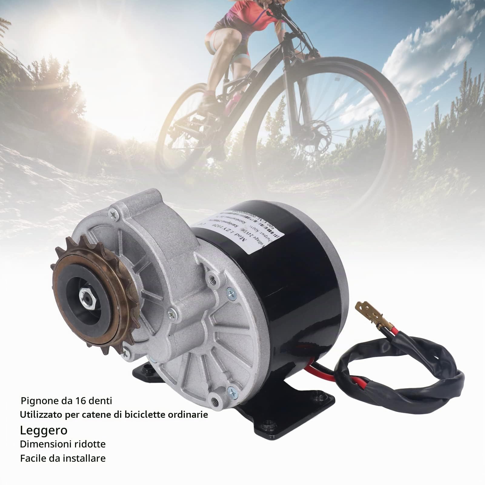BuyWeek Motore Elettrico Spazzolato Motoriduttore con Riduzione Dell'ingranaggio 24V 500W a 16 Denti Due Stadi per Scooter Elettrico
