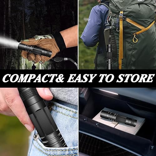 Miniatura 6 de CZS Mini linterna, paquete de 5 linternas pequeñas, linternas LED de alto lúmenes, linterna de bolsillo impermeable, linterna táctica alimentada por