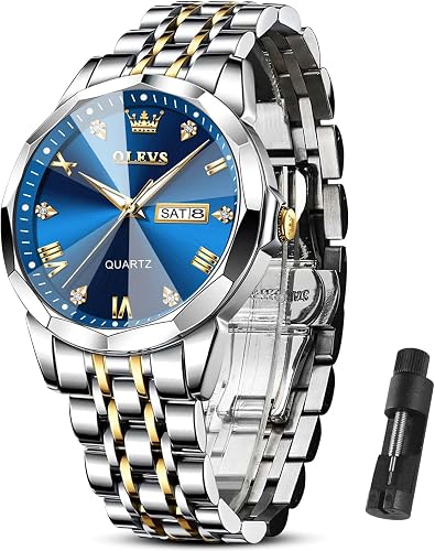 85% off promo code for OLEVS Watch Men Luxury Watches for Men （Silver/Gold/Blue/Black）(Diamond/Roman Numeral/Arabic Numeral) Dial Watches Stainless on Amazon
