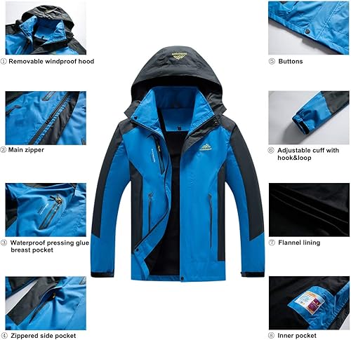 Miniatura 6 de Chaqueta impermeable para hombre con capucha y resistente al viento, para senderismo, pesca
