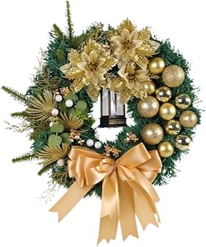 35cm Lush Faux Floral Christmas Wreath Holiday Simulation Wreath Hanging Window Props On The Door Background Christmas Tree Accessories White