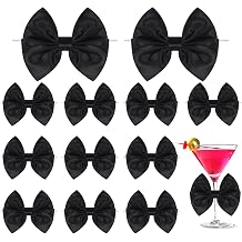 24 Pcs Black Twist Tie Bows for Treat Bags, 3.5 Inches Premade Bows for Crafts, Satin Ribbon Black Bow for Gift Wrapping, Small Bow with Twist Ties for Cake Pop Candy Wedding Bridal Shower Christmas