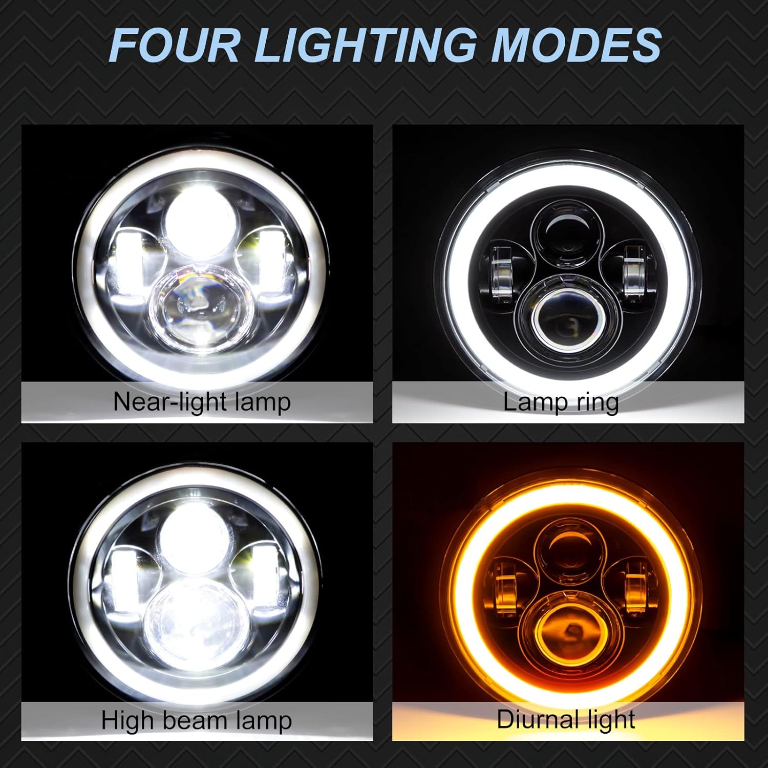 LED 7 Inch 2Pcs 120W Round Headlights with DRL High/Low Beam Replacement for Jeep for Wrangler JK LJ CJ for Hummer H1 H2, LED Headlamps for Unlimited JKU Peterbilt Ford H6024 Headlights.