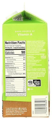 Miniatura 54 de 365 by Whole Foods Market, Leche orgánica de almendras de vainilla sin azúcar, 32 onzas líquidas