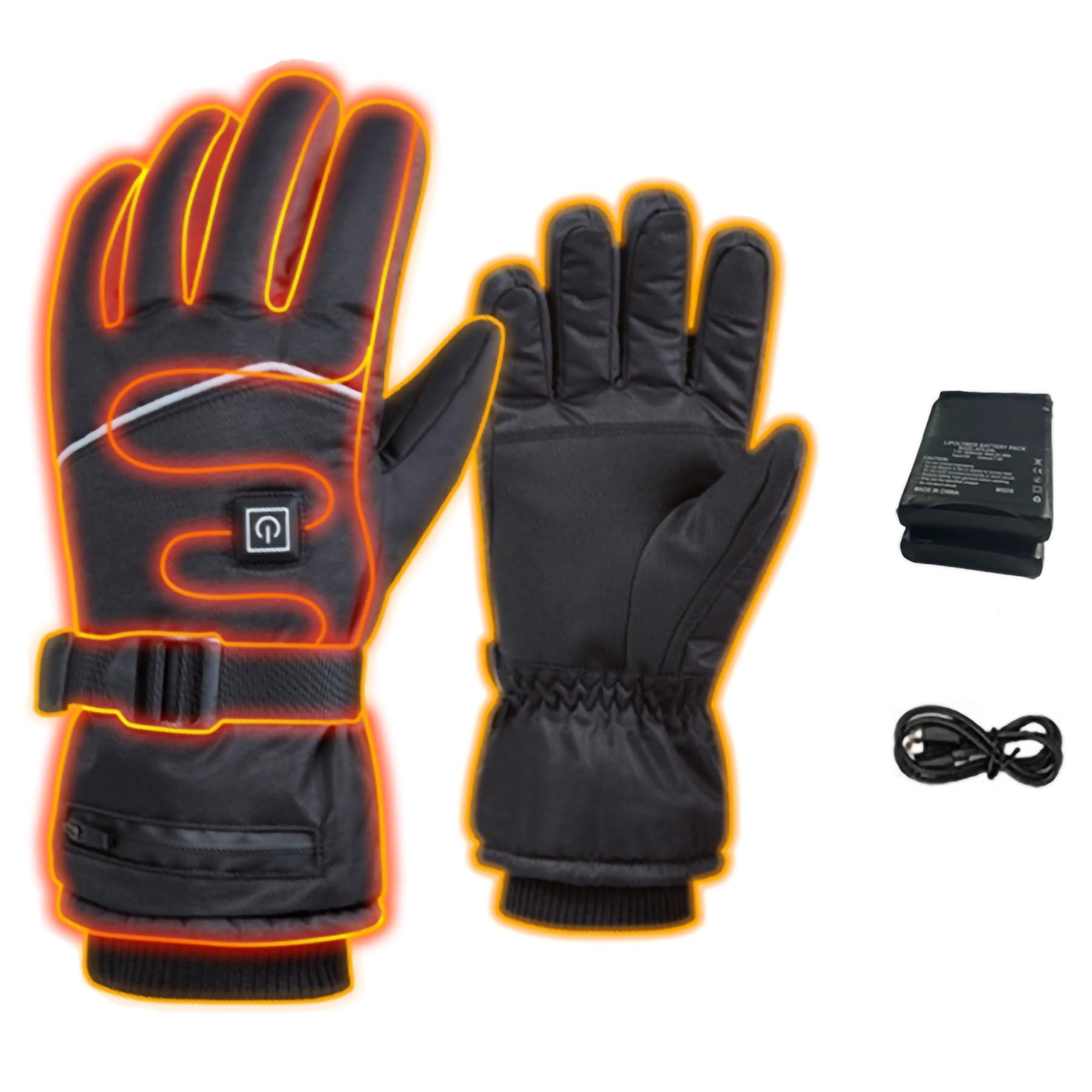 Guanti riscaldati ricaricabili da 7,4 V 3000 mAh for uomo e donna, guanti elettrici impermeabili toccabili con schermo, scaldamani, 3 modalità di temperatura, guanti scaldamani for l'inverno freddo al