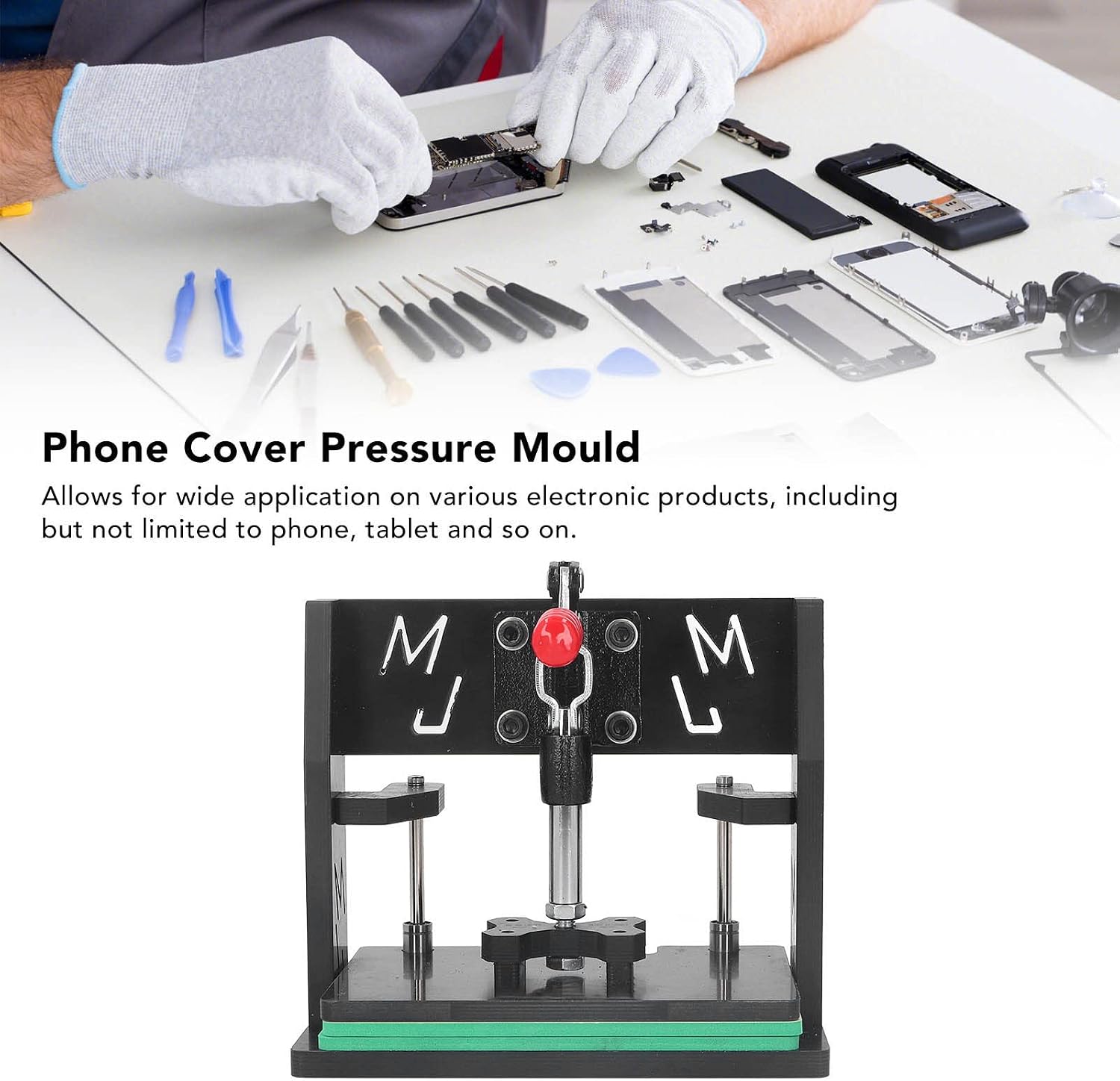 Phone Pressure Mold Frame Cover Laminating Mould Fixture Tool Compatibility with Repair Maintenance Premium ABS Stainless Steel Sponge Material 17.5 x 9.5cm BY20 Model