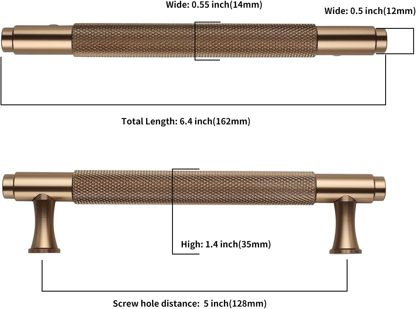 9BUILD 10 Pack Knurled Cabinet Pulls 5 Inch Champagne Bronze Kitchen Cabinet Handles Cabinet Hardware Kitchen Handles for Cabinets Brass Drawer Pulls T Bar Drawer Handle