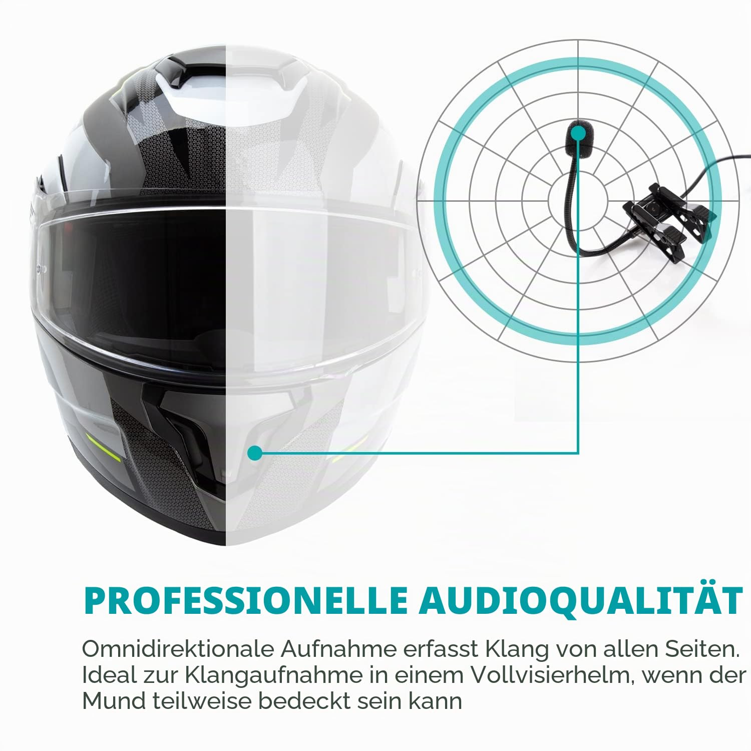 Movo ACM400 Flexibles omnidirektionales Schwanenhalsmikrofon für Motovlogging Moto Vlog Action Cam Helmmikrofon – kompatibel mit GoPro Media Mod