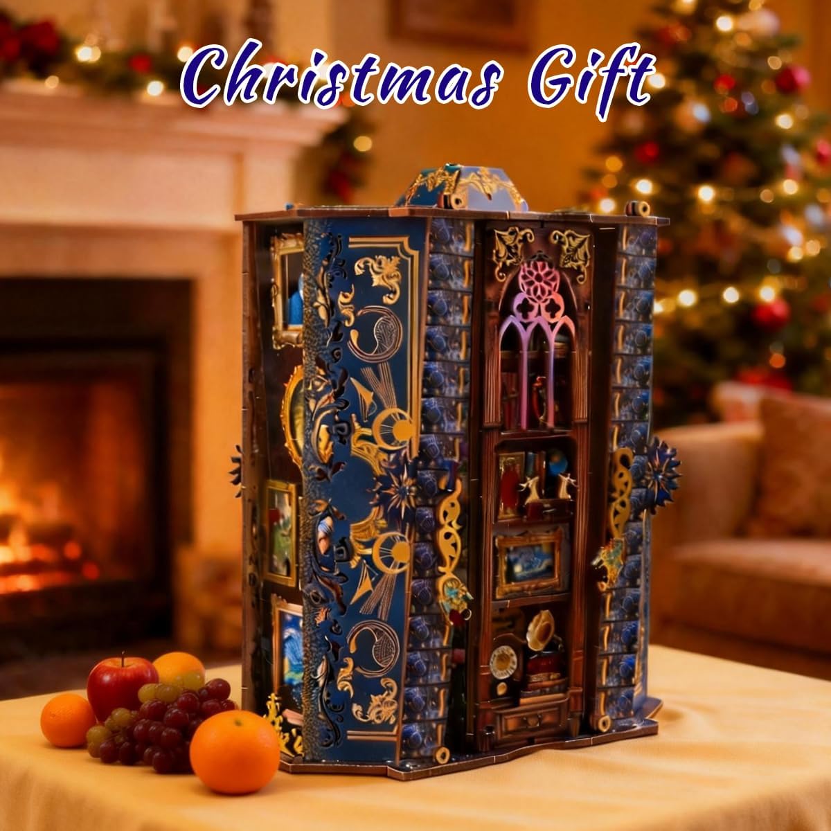 Cabinet of Curiosities Booknook Kit, DIY Miniature Dollhouse 3D Wooden Puzzle, Bookshelf Diorama Decor, Building Set for Teens Women Book Lovers, Shelf Display Model