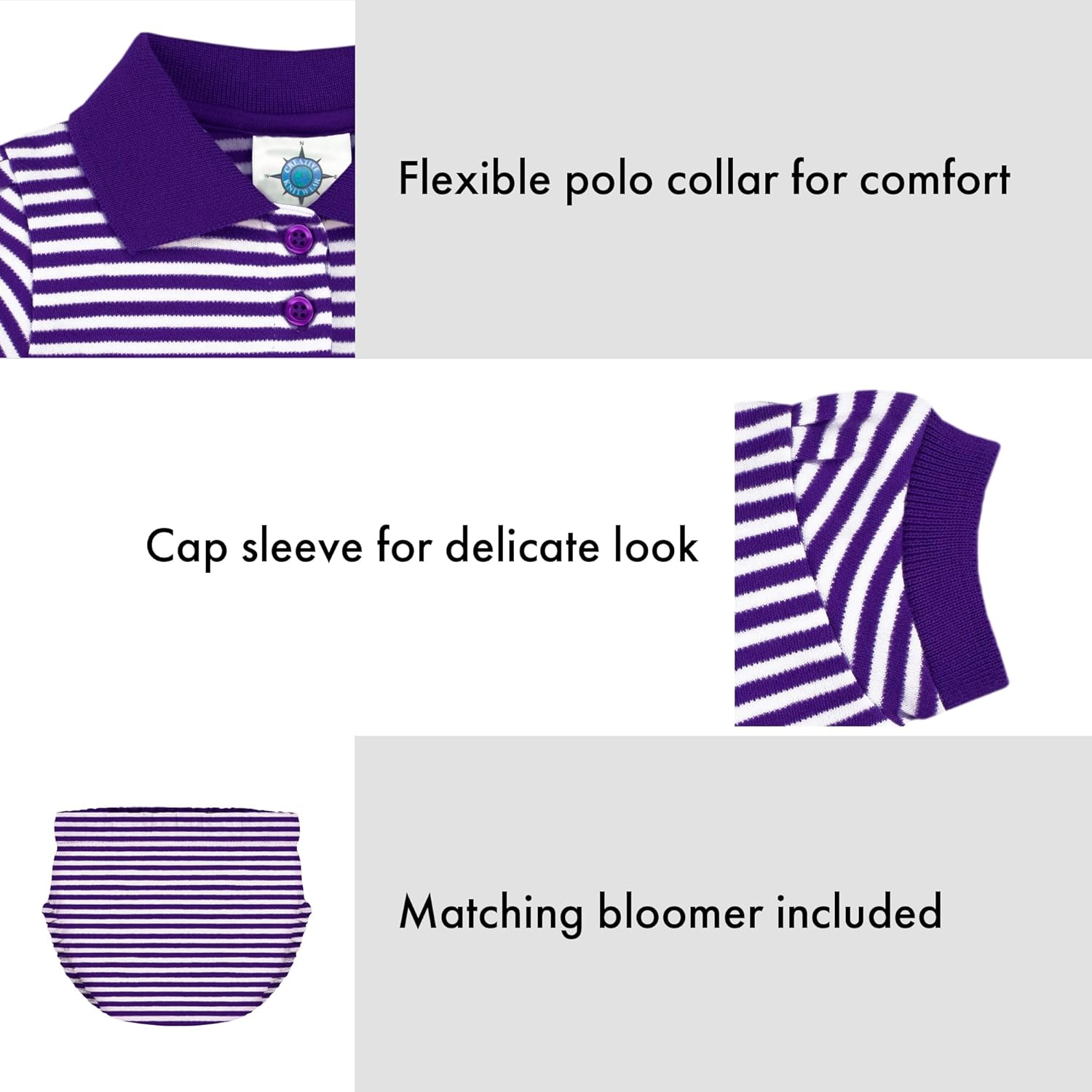 Creative Knitwear College Baby Polo Dress w/Bloomer - Team Logo, Multiple Colors, for Baby Girls (0-12 Months)