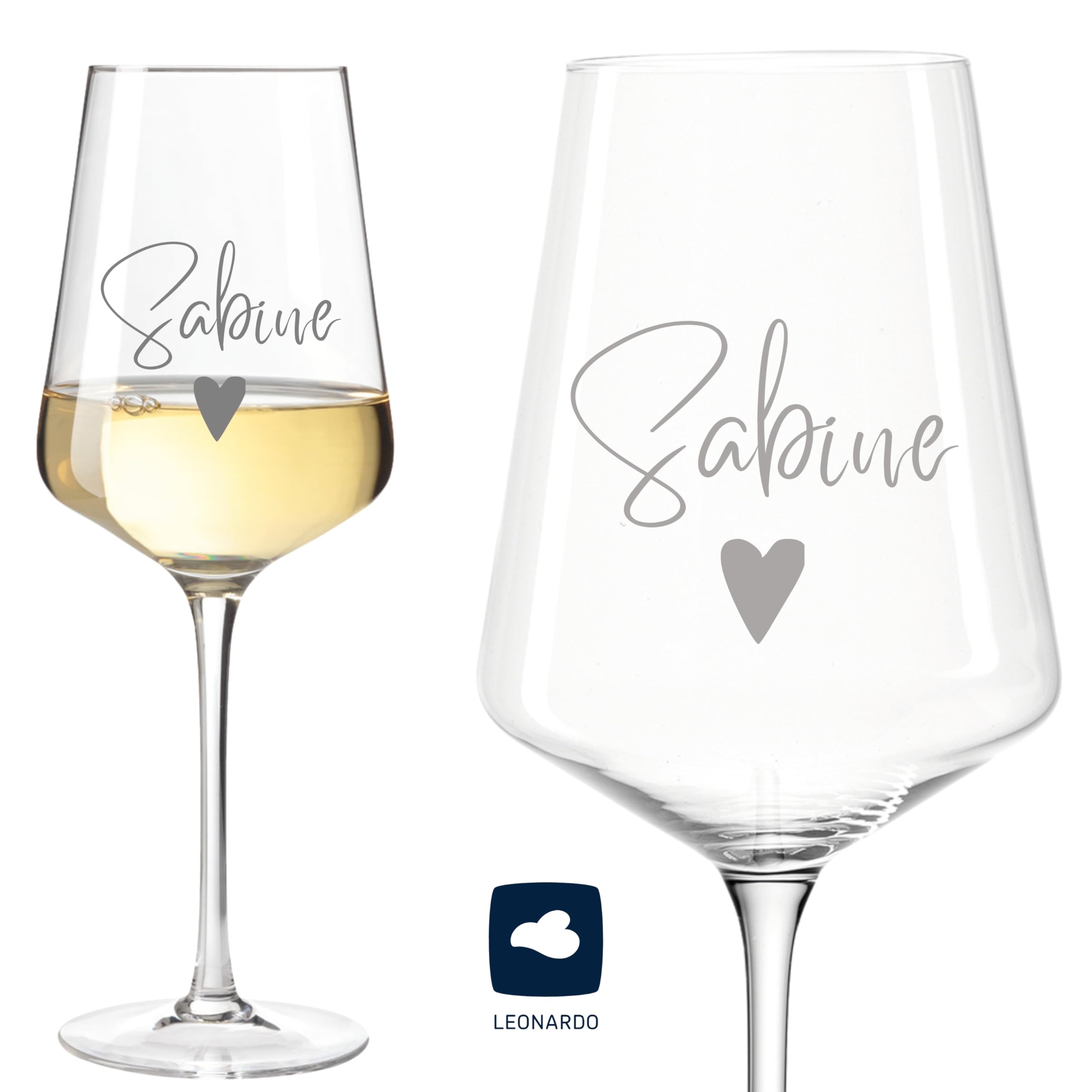 VILLA ROSA LOTTA - Leonardo Puccini weinglas personalisiert, Geschenk für Freundin oder Kollegin Geburtstag, Hochwertige Lasergravur auf Weinglas als Geburtstagsgeschenk 750 ml