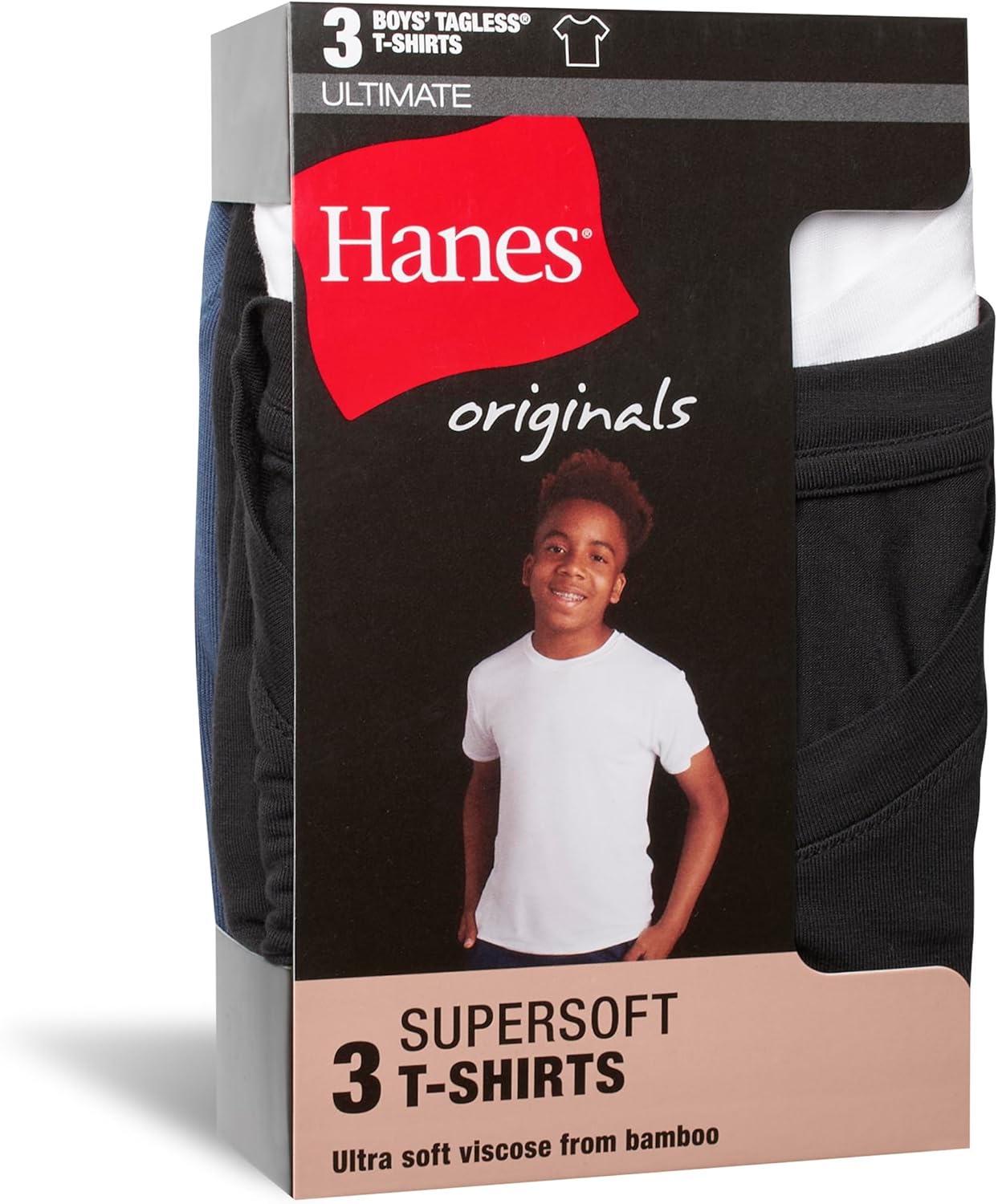 Hanes Boys' Originals Supersoft Moisture-Wicking T-Shirt 3-Pack - Image 5