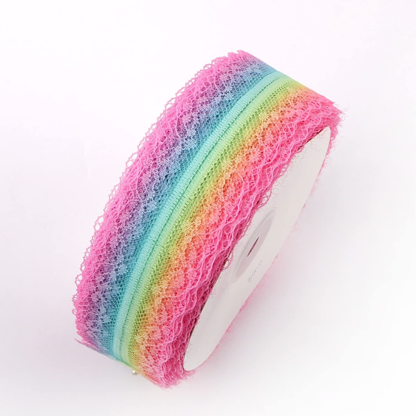 Lace Trim,5 Yards Colorful Lace Trim Ribbon, Rainbow Embroidered Lace Ribbon Decorative Ribbon for DIY Crafts, Bow Making(3,25mm x 5 yards)