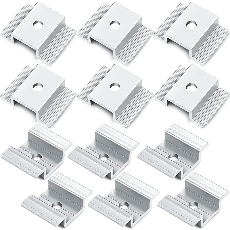 Kit com 12 grampos intermediários de alumínio para painéis solares, para molduras de 35 a 50 mm, Zhengmy