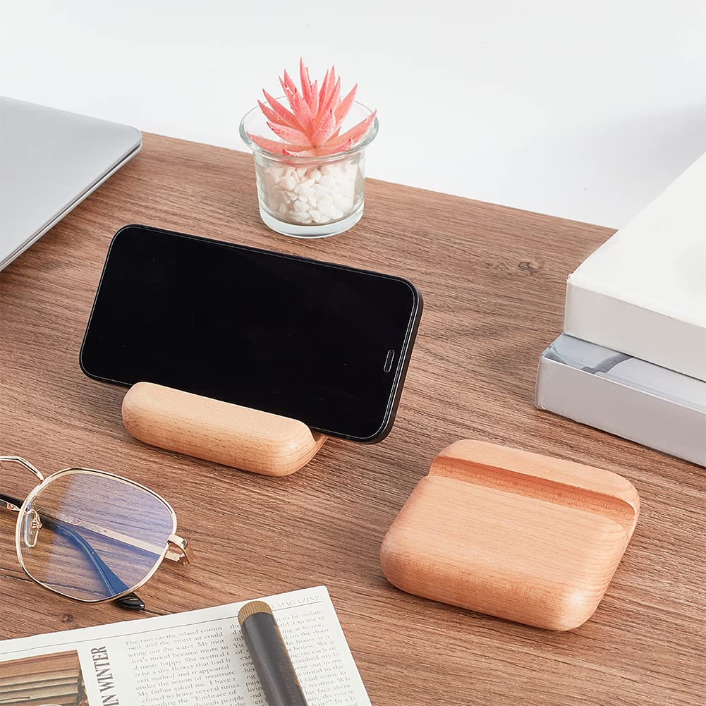 Qikam Support Telephone Bois, Repose Telephone Portable À Double Fente Support De Téléphone Universel Portable, Support Téléphone Bambou pour Bureau | Chevet | Table 8x6x2CM