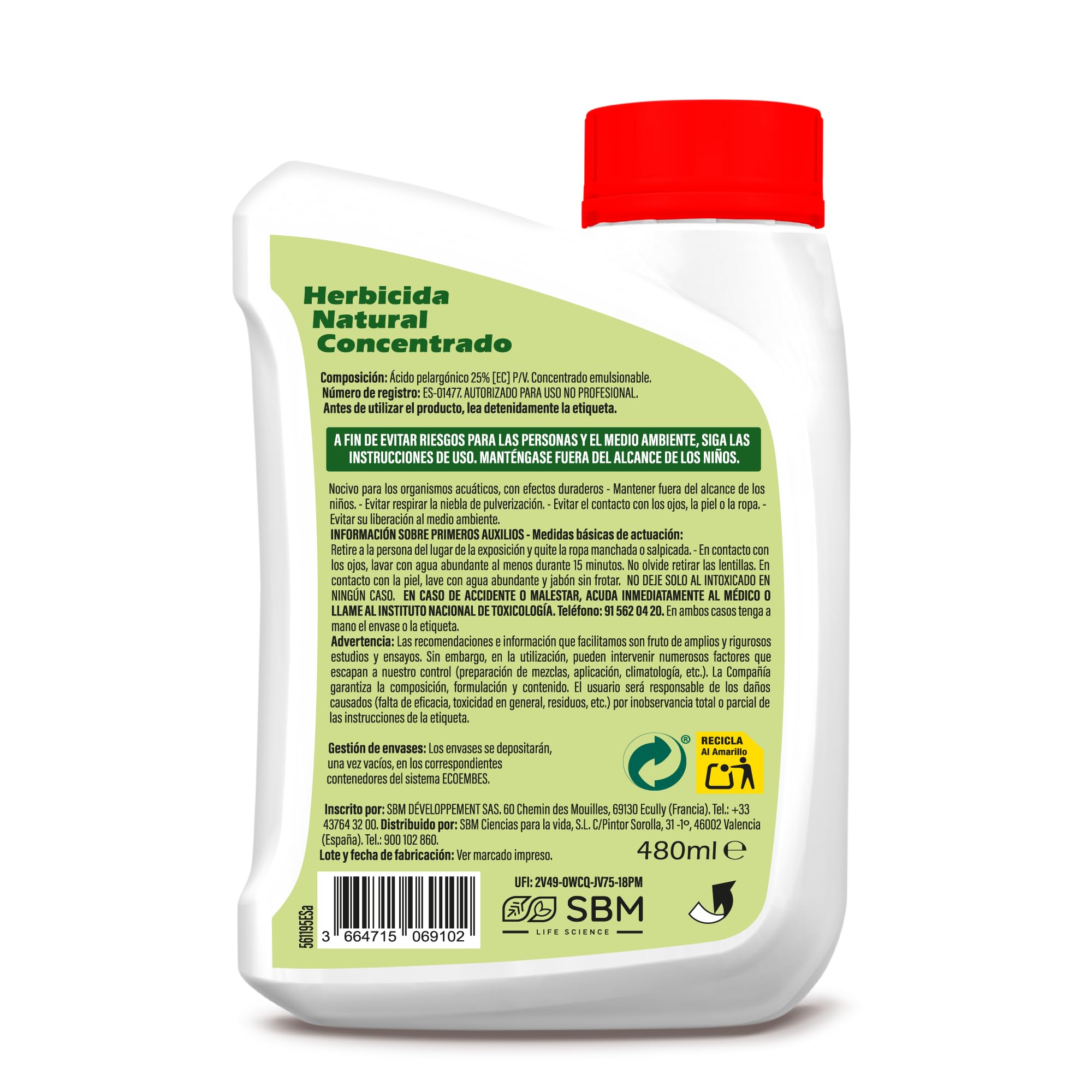 Protect Garden, Herbicida total de origen natural. Alternativa al glifosato de origen 100% natural. Acción rápida visible hasta 4 semanas. 480ml